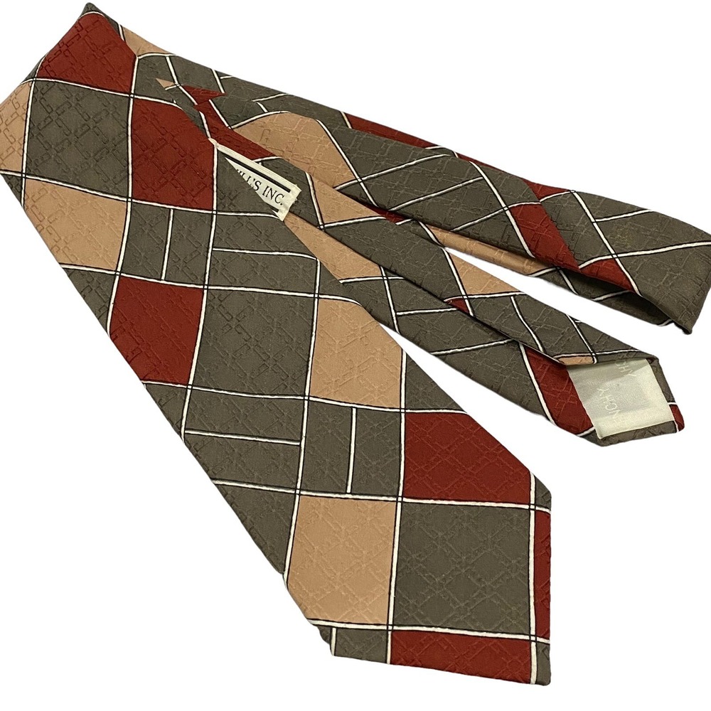 Vintage Givenchy Gentlemen Paris Stripe Plaid Diamond Textured Men's Tie Necktie